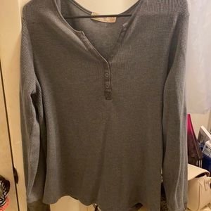 Gray Thermal longsleeve shirt button up at the neck